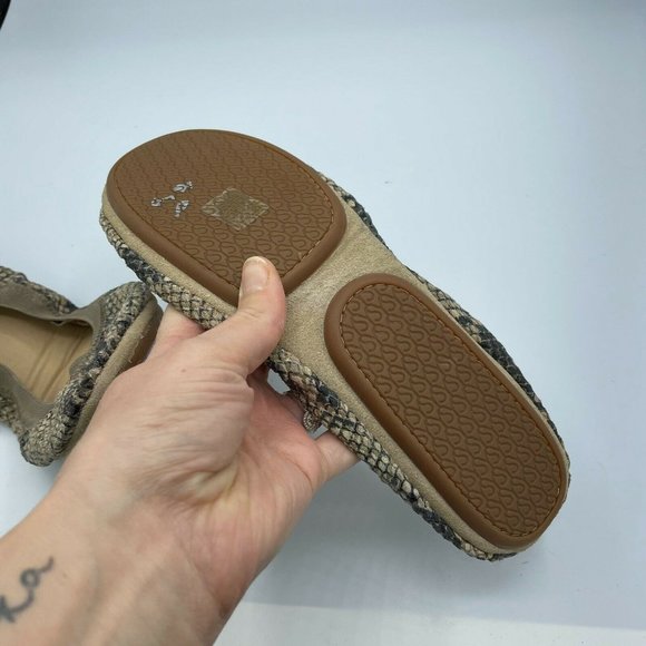 Yosi Samra Foldable Snake Samara Black Beige Slip On Round Toe Ballet Flats 11 - Picture 3 of 8